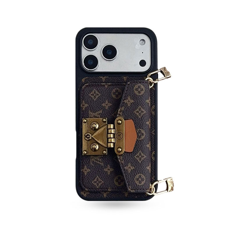 Classic Leather Monogram iPhone Case With Card Holder And Strap-CFK251605