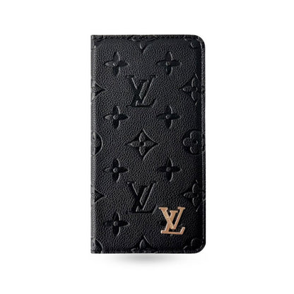 Luxury Leather Folio Monogram iPhone Case With Card Holder-CFHYL001