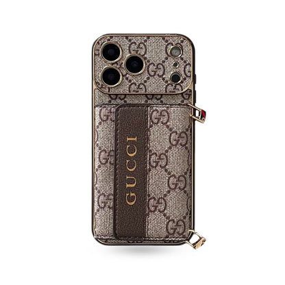 Refined GG iPhone Case With Wallet And Crossbody Strap For iPhone 17 Series-CYGG008