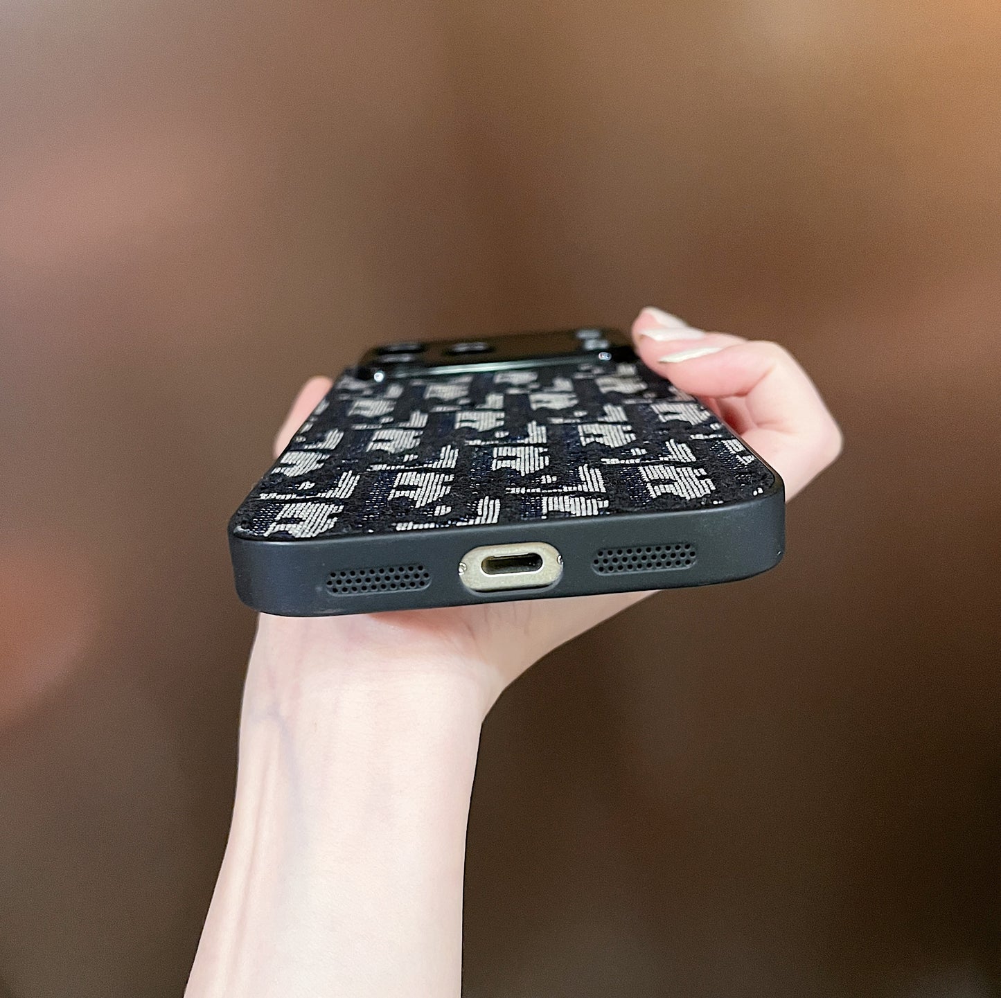 Leather CD iPhone Case With Lens Protection For iPhone 17 Series Black-WBK251023