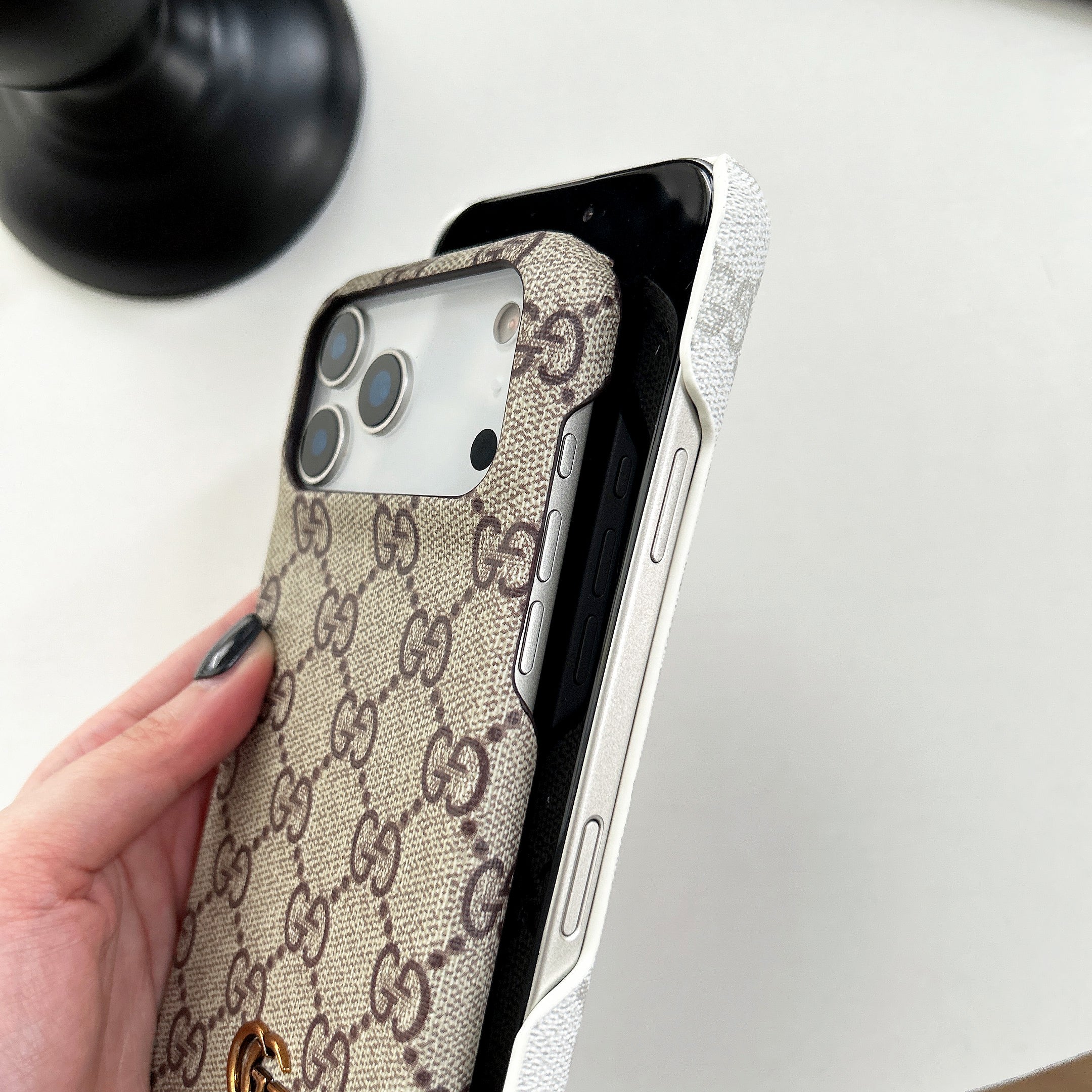 Classic Leather GG iPhone Case For iPhone 17 Series Brown-CJK251705