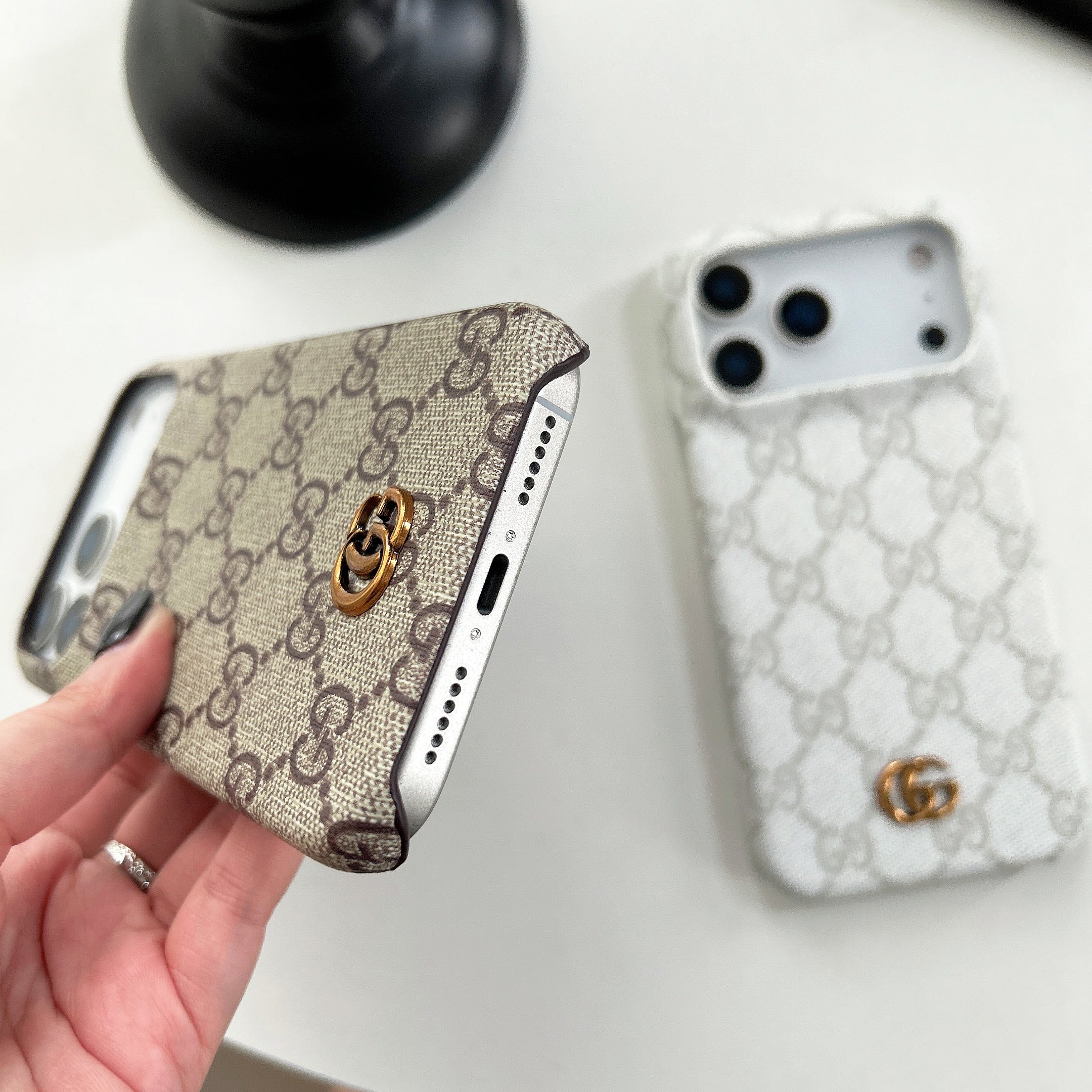 Classic Leather GG iPhone Case For iPhone 17 Series Brown-CJK251705