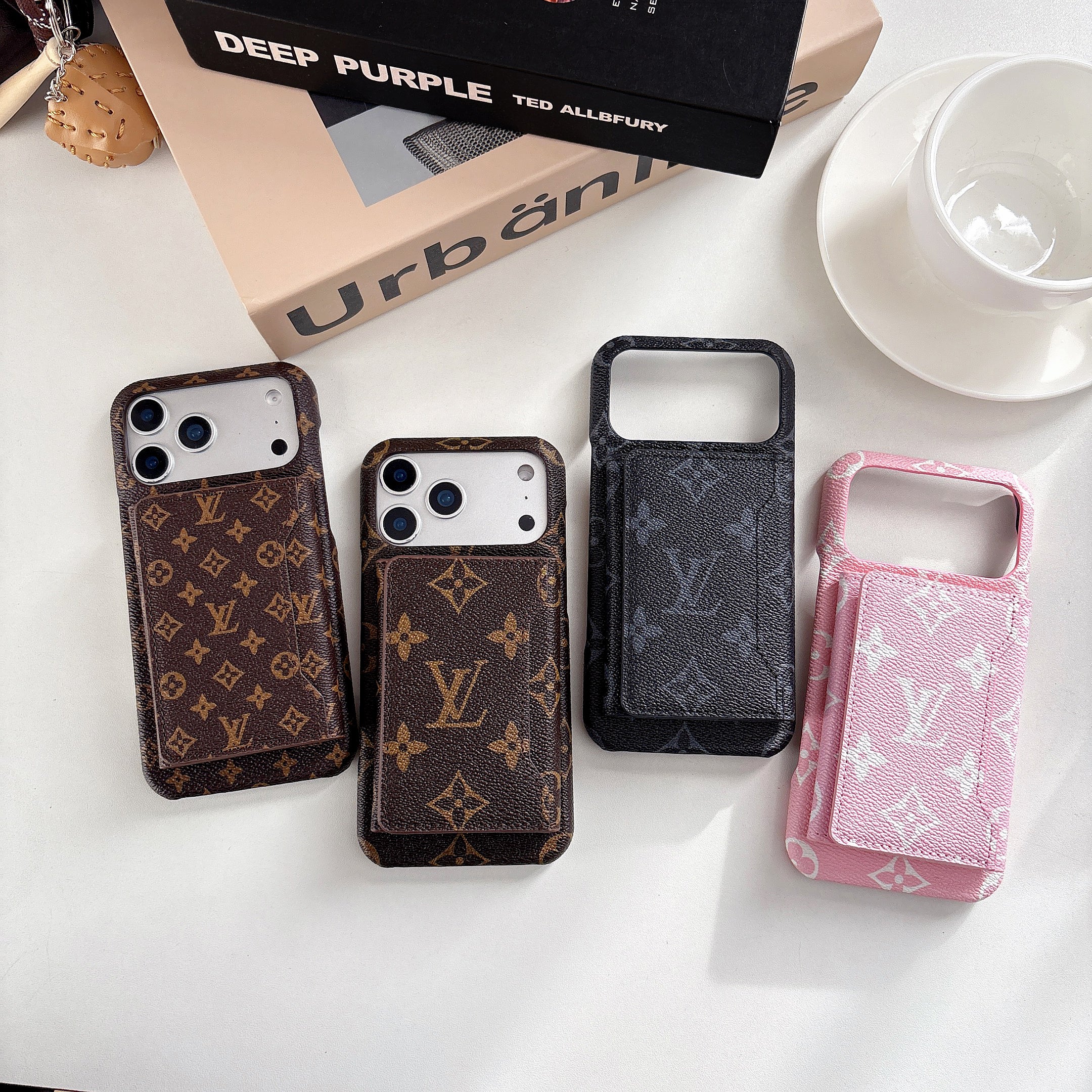 Leather Monogram iPhone Case With Wallet For iPhone 17 Series-CYLV136