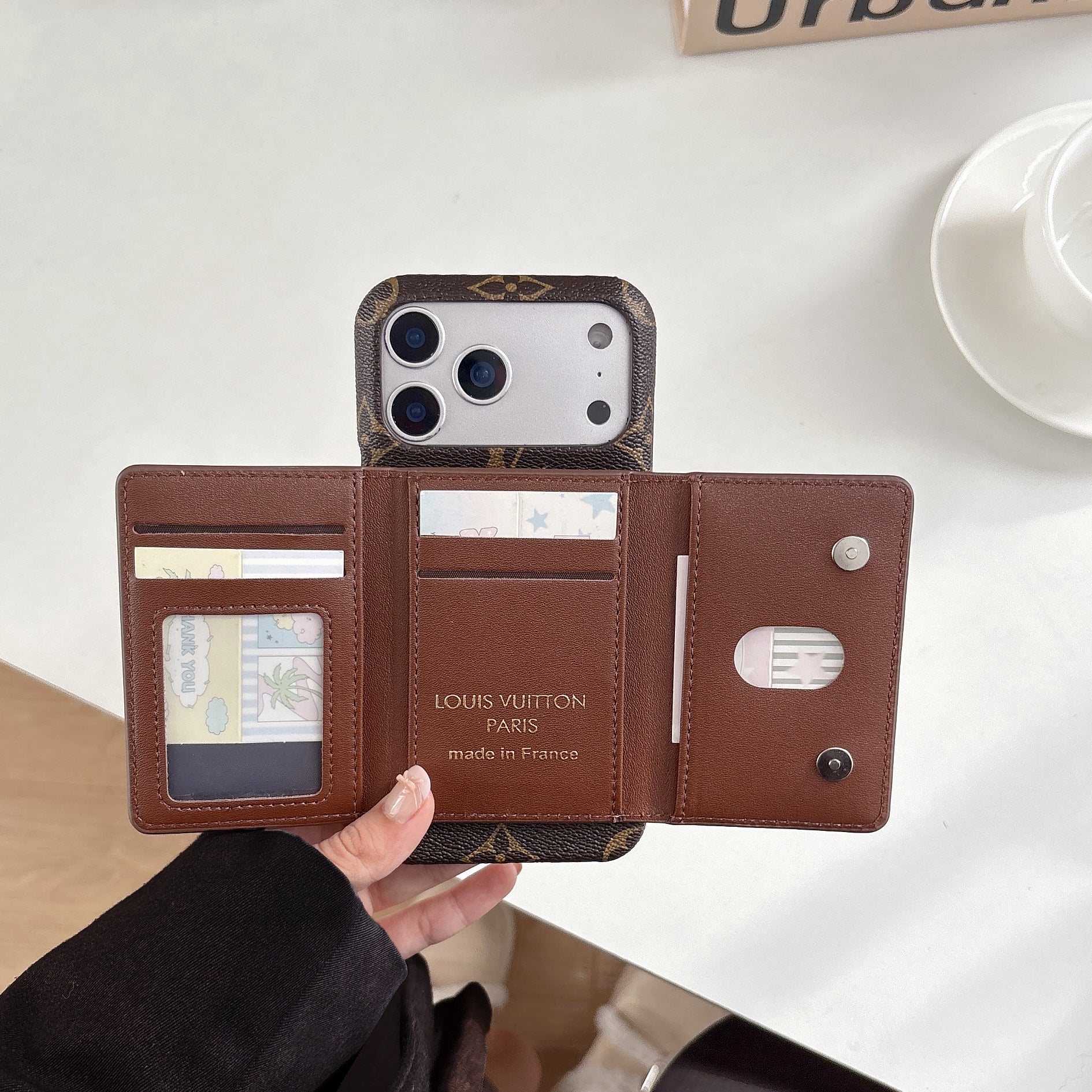 Leather Monogram iPhone Case With Wallet For iPhone 17 Series-CYLV136
