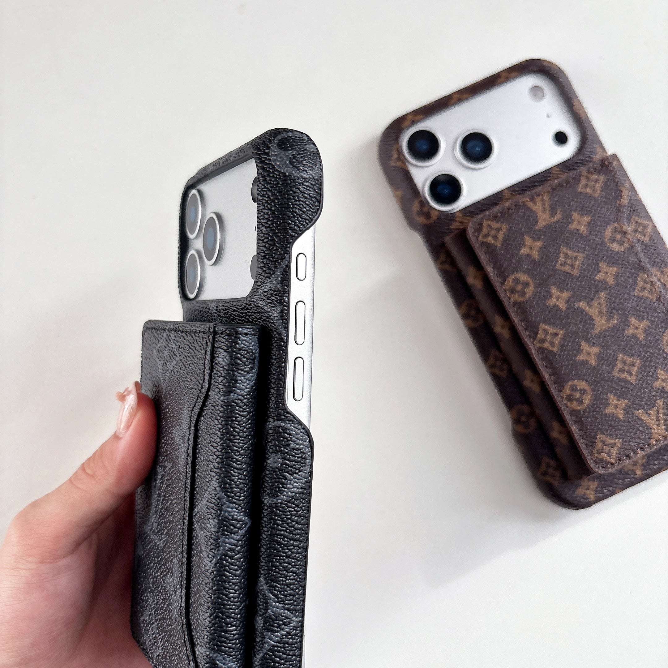 Leather Monogram iPhone Case With Wallet For iPhone 17 Series-CYLV136