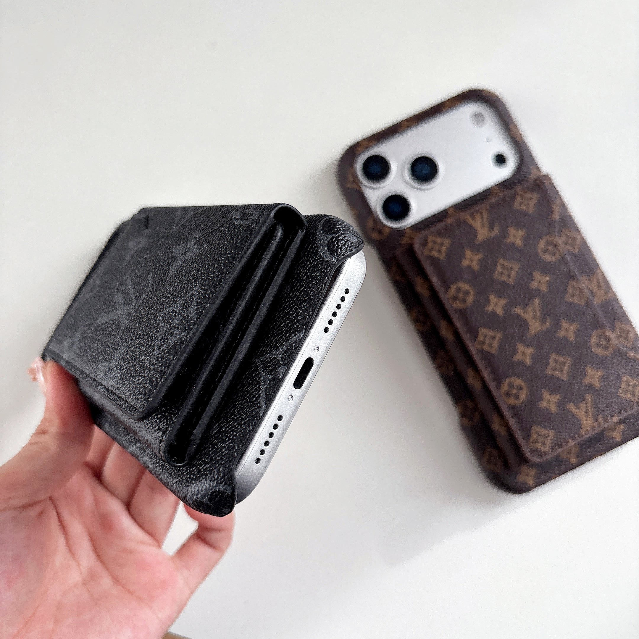 Leather Monogram iPhone Case With Wallet For iPhone 17 Series-CYLV136