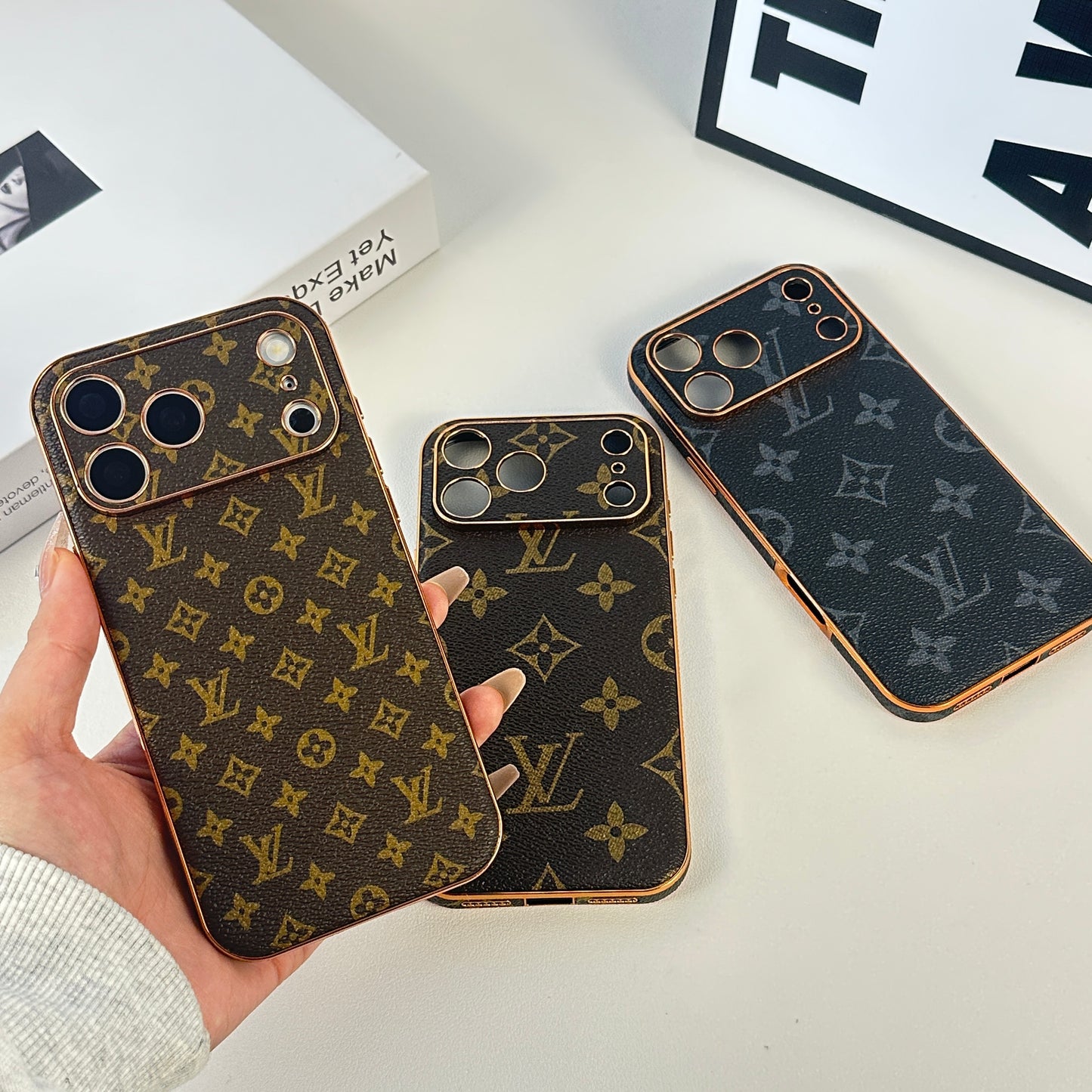 Luxury Leather Monogram iPhone Case For iPhone 17 Series-CYLV041