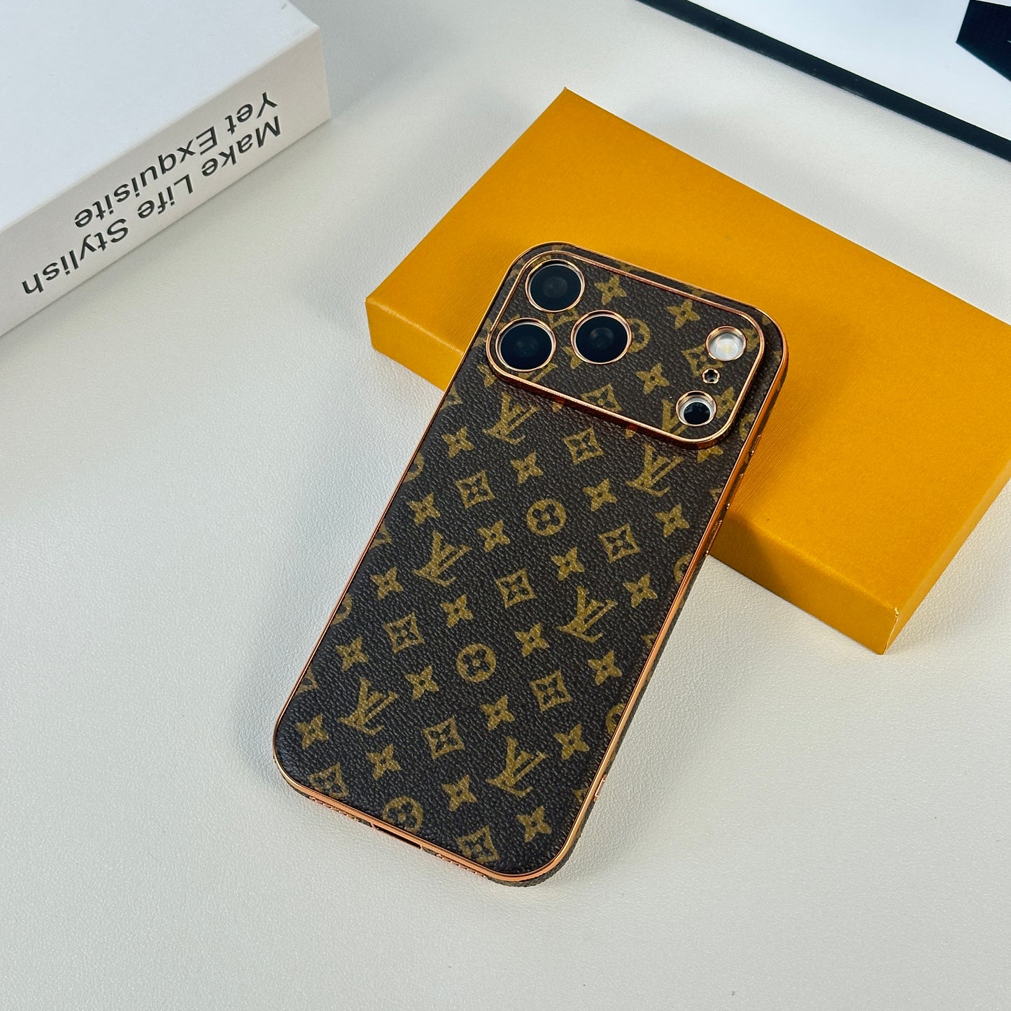 Luxury Leather Monogram iPhone Case For iPhone 17 Series-CYLV041
