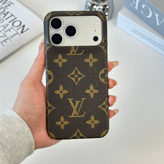 Premium Leather Monogram Magnetic iPhone Case(Compatible With Magsafe)For iPhone 17 Series-CYLV037