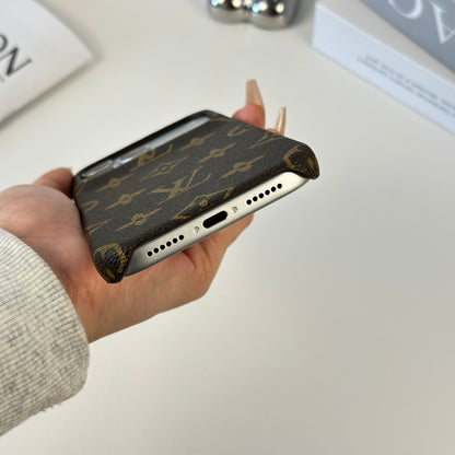 Premium Leather Monogram Magnetic iPhone Case（Compatible With Magsafe）For iPhone 17 Series-CYLV037