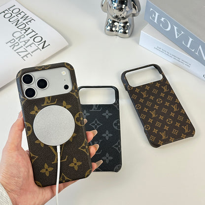 Premium Leather Monogram Magnetic iPhone Case（Compatible With Magsafe）For iPhone 17 Series-CYLV037