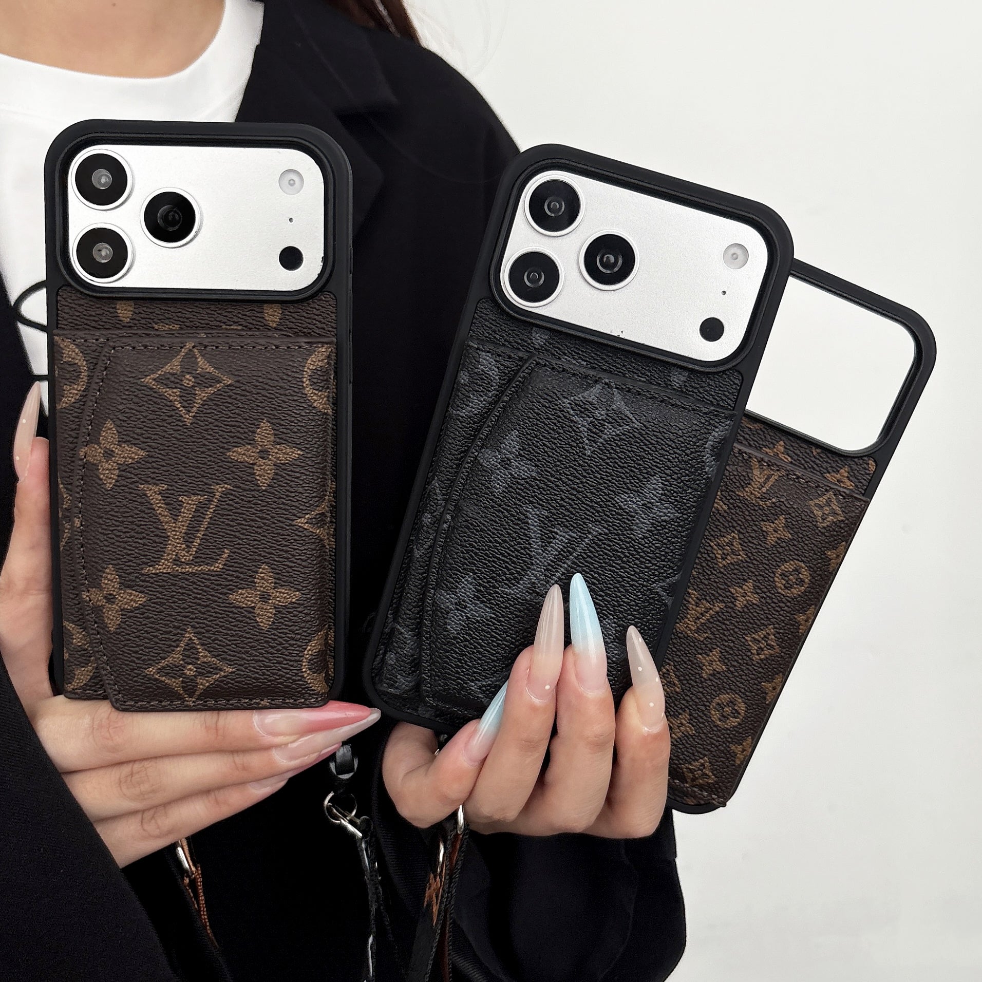 Luxury Monogram  iPhone Case With Wallet And Strap For iPhone 17 Series-CYLV139