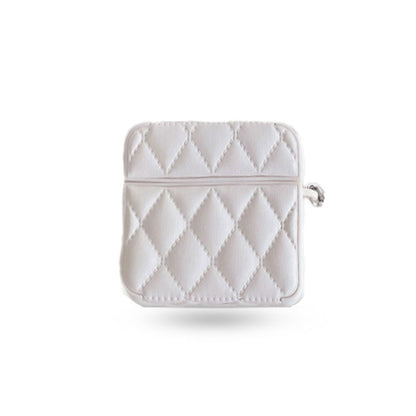 Diamond Grid AirPods Case with Leather Lanyard White-LXK240703