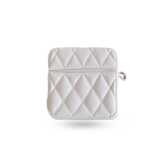 Diamond Grid AirPods Case with Leather Lanyard White-LXK240703