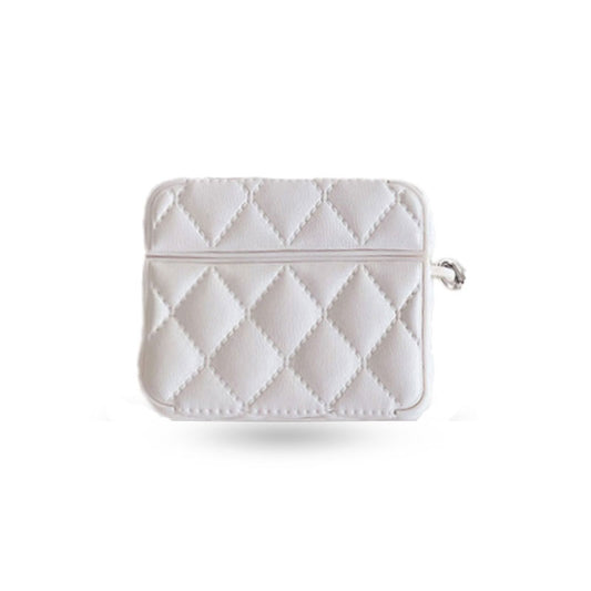 Diamond Grid AirPods 3rd Generation Case with Leather Lanyard White-LXK240703