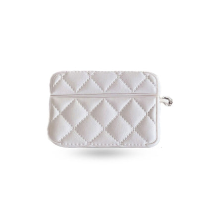 Diamond Grid AirPods Pro Case with Leather Lanyard White-LXK240703