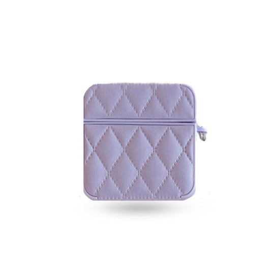 Diamond Grid AirPods Case with Leather Lanyard Purple-LXK240703