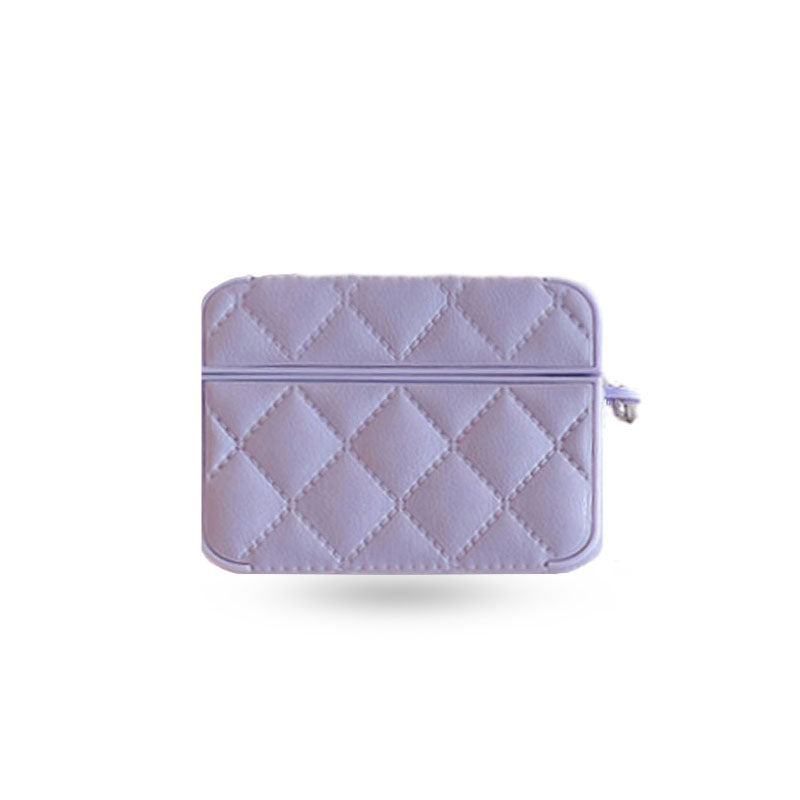 Diamond Grid AirPods Pro  Case with Leather Lanyard Purple-LXK240703