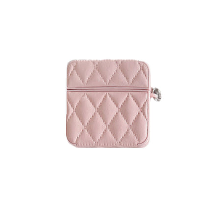 Diamond Grid AirPods Case with Leather Lanyard Purple-LXK240703