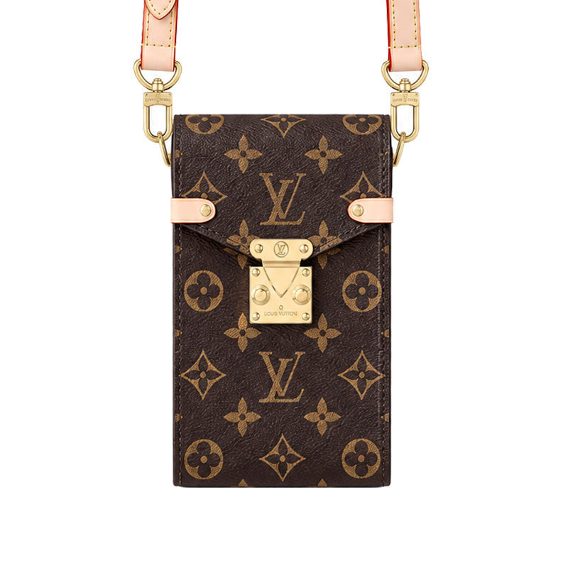 Premium Leather Monogram Crossbody Phone Bag-CYLV227