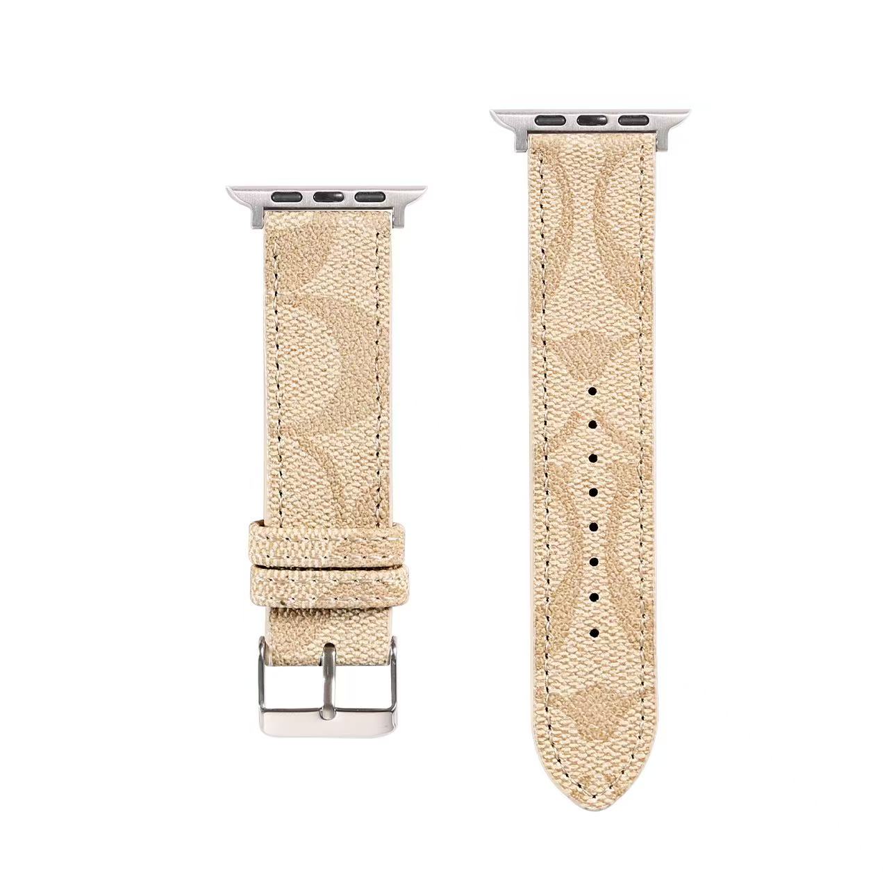 Luxury Leather CH Apple Watch Band Coffee-CYCH098
