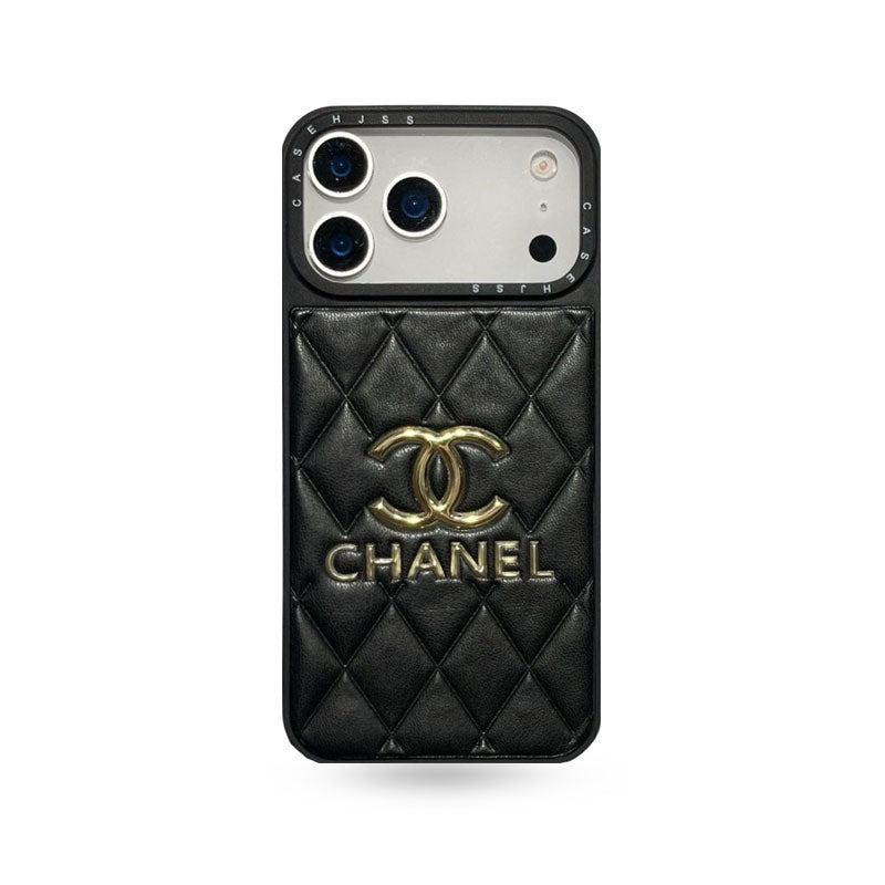 Luxury Leather CC iPhone Case For iPhone 17 Series Black-YHJ251809