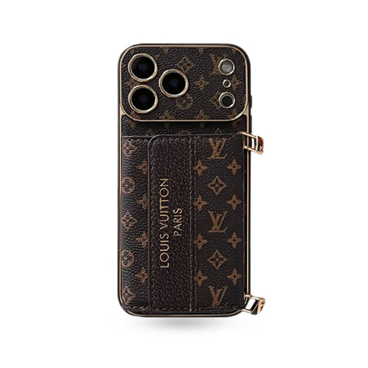 Classic Monogram iPhone Case With Card Holder And Strap For iPhone 17 Series-CYLV009