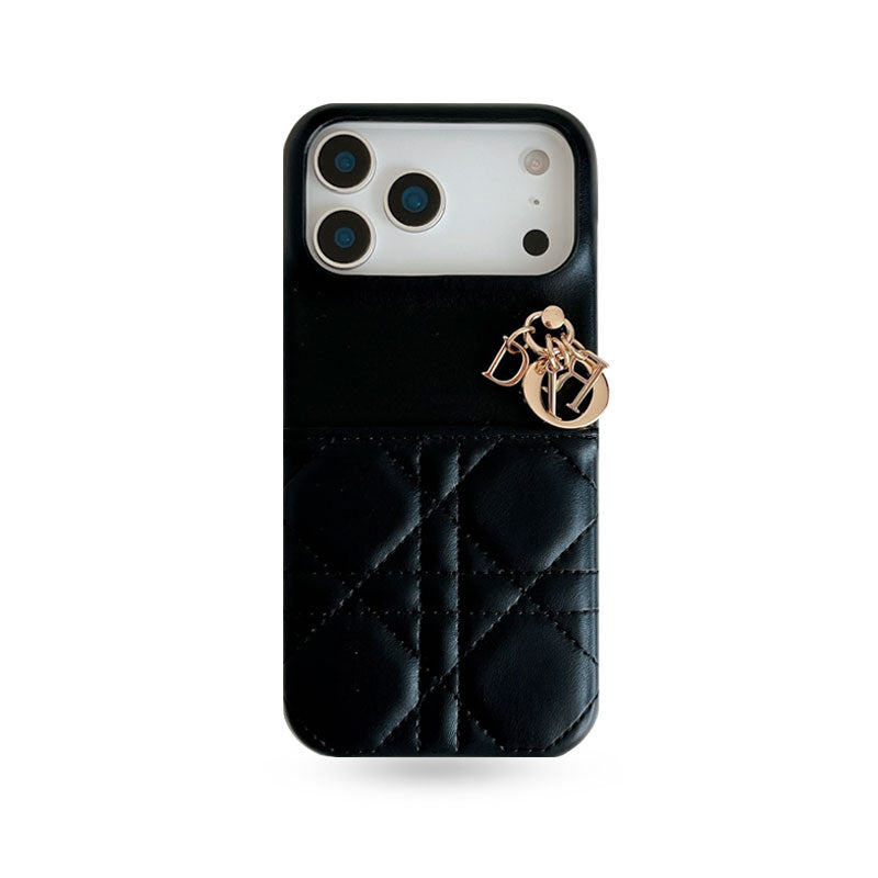 Elegant Leather CD iPhone Case With Card Holder Black For iPhone 17 Series-CYCD057
