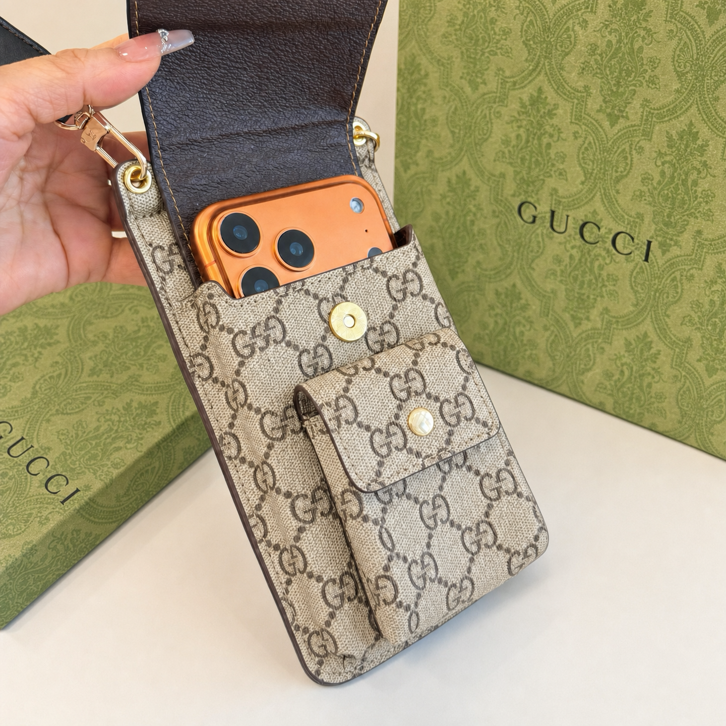 Premium Leather GG Crossbody Phone Bag-CYGG203
