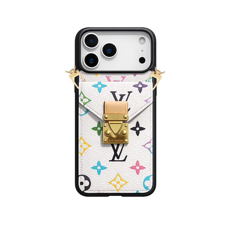 Refined Leather Monogram iPhone Case With Wallet And Crossbody Strap For iPhone 17 Series-CYLV173