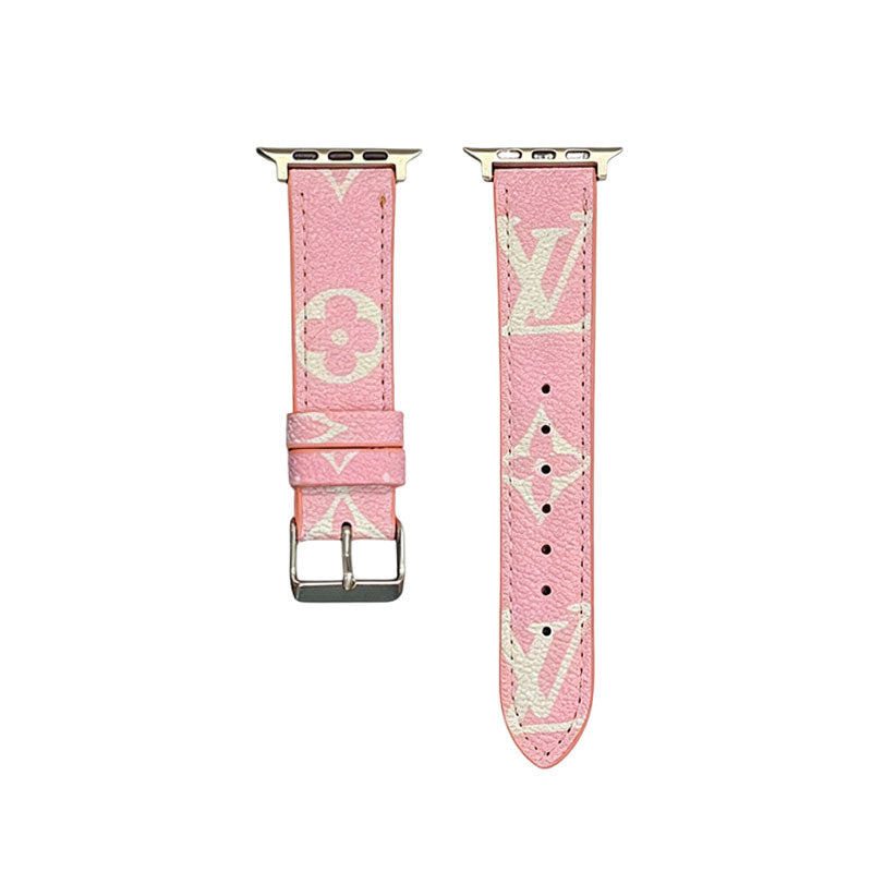 Stylish Leather Monogram Apple Watch Band Big Printing-CYLV101