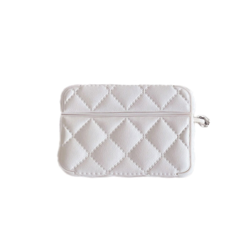 Diamond Grid AirPods Pro Case with Leather Lanyard White-LXK240703