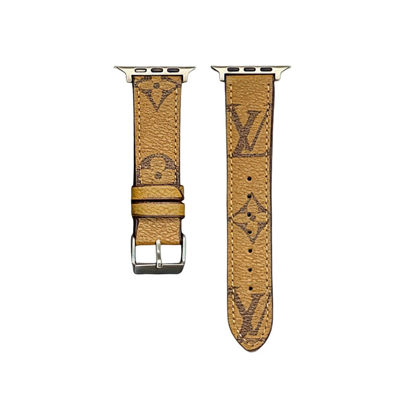 Stylish Leather Monogram Apple Watch Band Big Printing-CYLV101