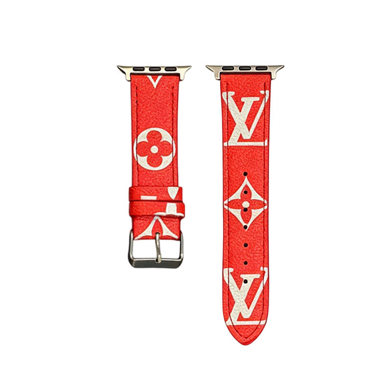 Stylish Leather Monogram Apple Watch Band Big Printing-CYLV101