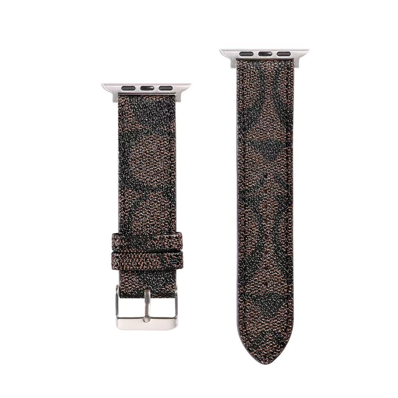 Luxury Leather CH Apple Watch Band Coffee-CYCH098