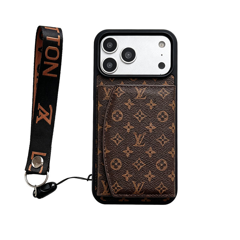 Luxury Monogram  iPhone Case With Wallet And Strap For iPhone 17 Series-CYLV139