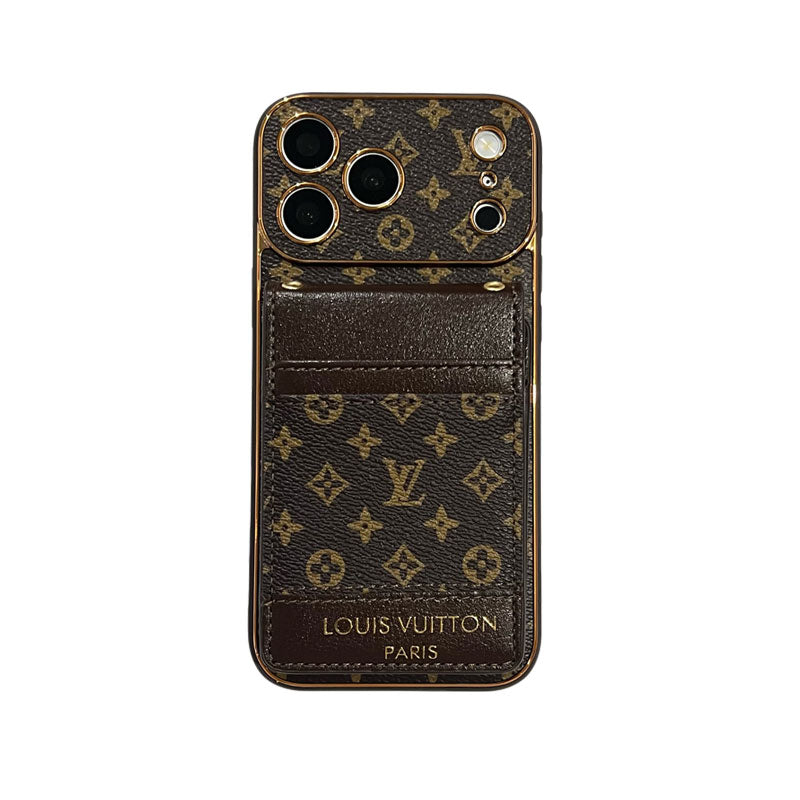 Refined Leather Monogram iPhone Case With Card Holder For iPhone 17 Series-CYLV204