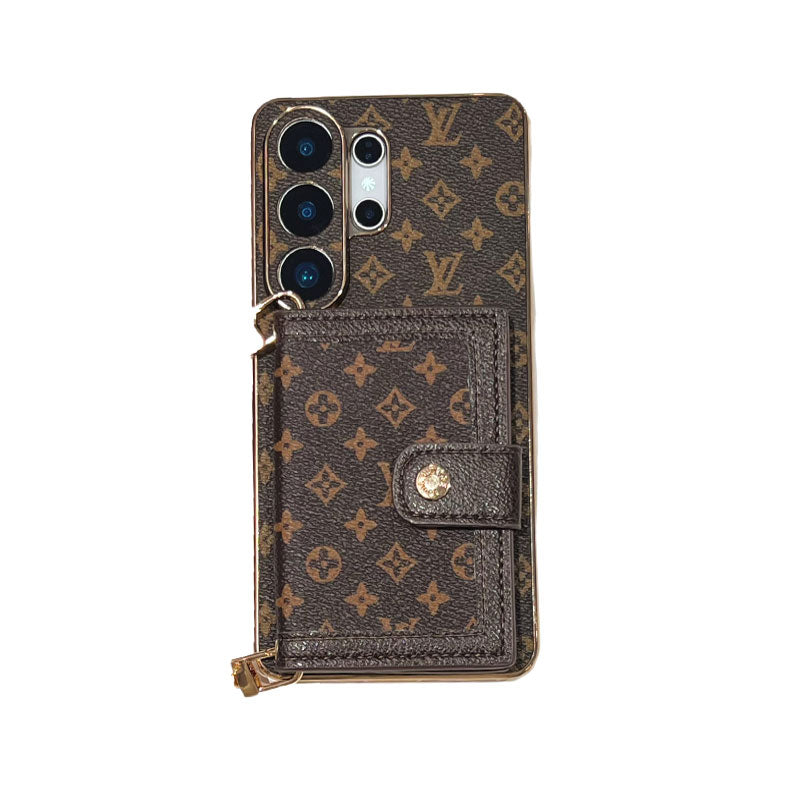 Luxury Leather Monogram Samsung Galaxy S Series Case With Wallet And Crossbody Strap-CYLV152