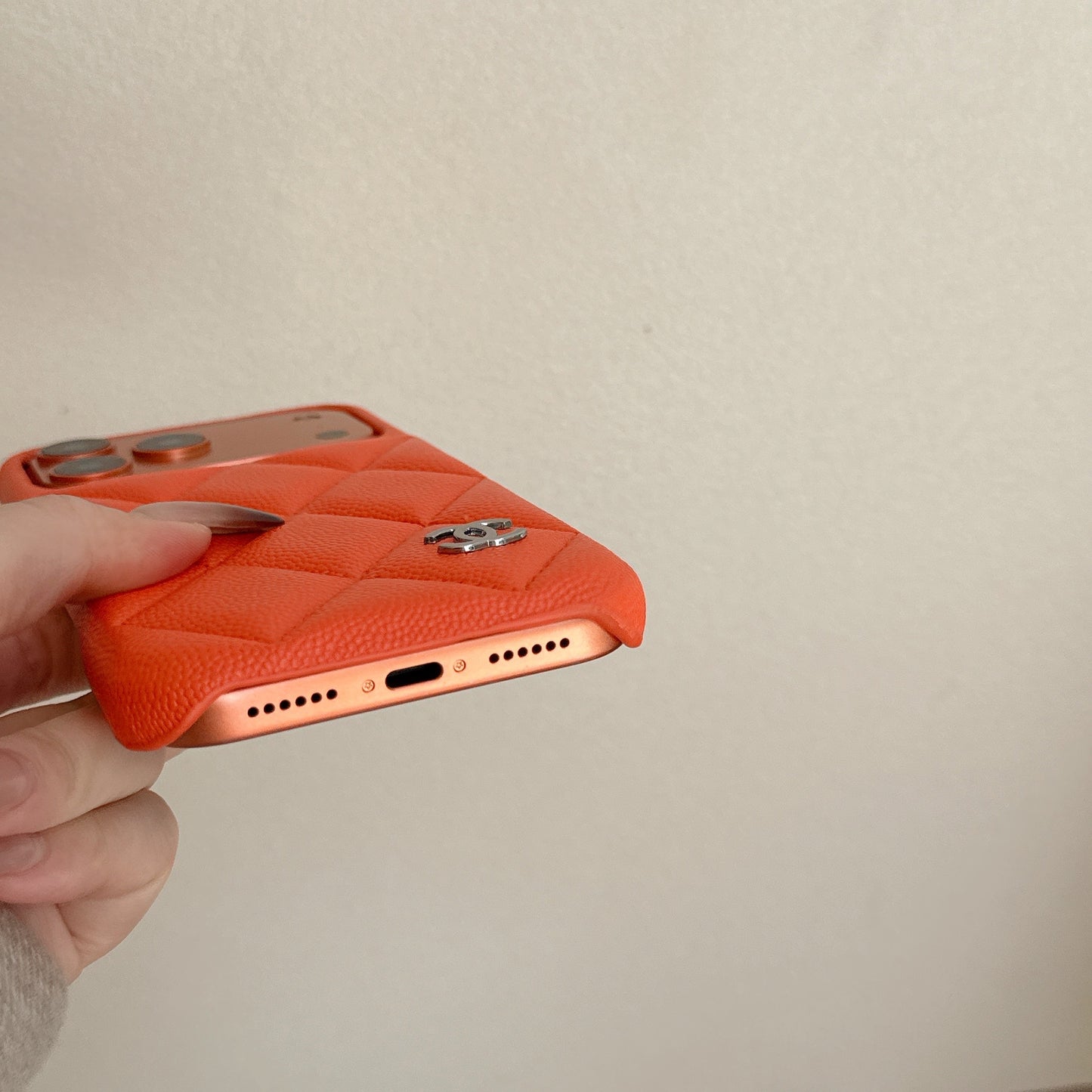 Premium Leather CC iPhone Case Orange For iPhone 17 Series-CYCC035