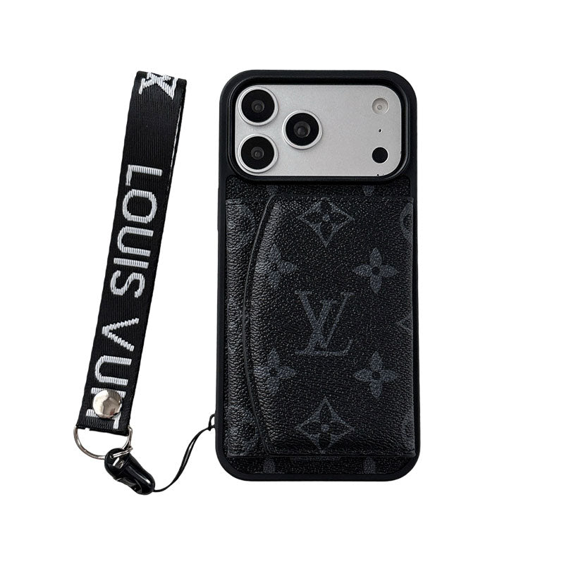 Luxury Monogram  iPhone Case With Wallet And Strap For iPhone 17 Series-CYLV139