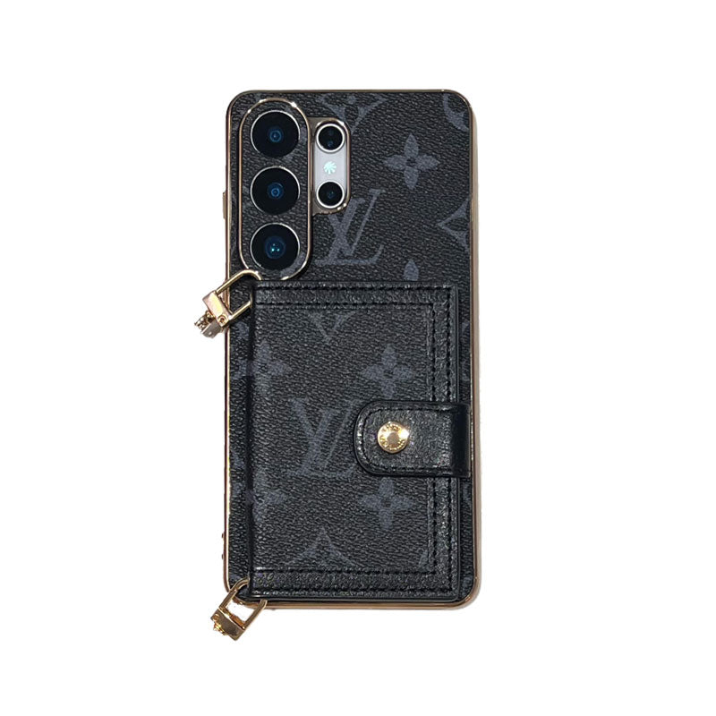 Luxury Leather Monogram Samsung Galaxy S Series Case With Wallet And Crossbody Strap-CYLV152