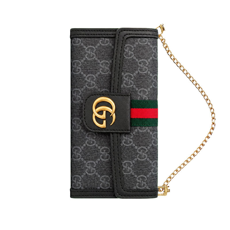 Classic Leather GG iPhone Case With Flip Wallet And Crossbody Strap-CYGG191