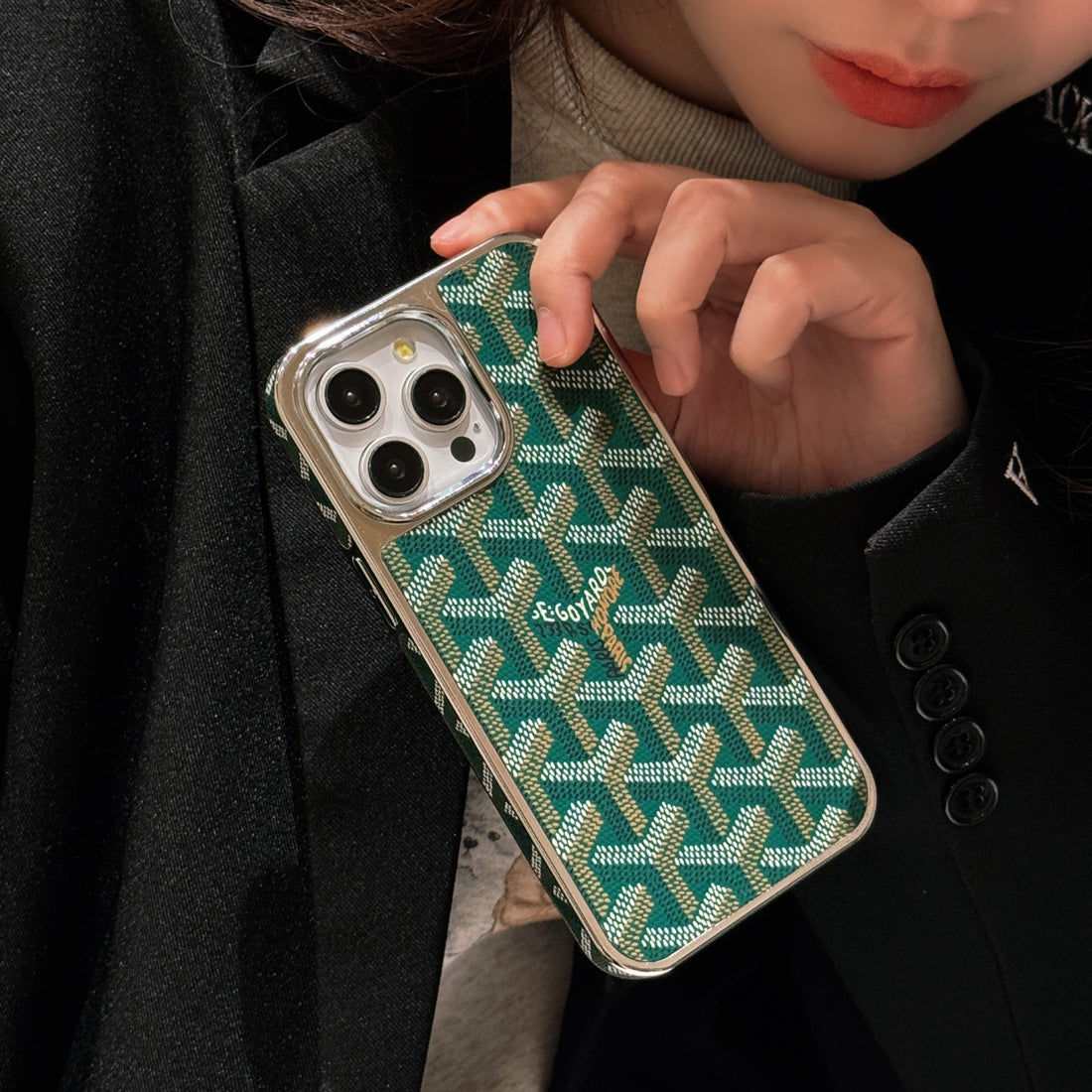 GD iPhone Case Leather Green-DDK240606