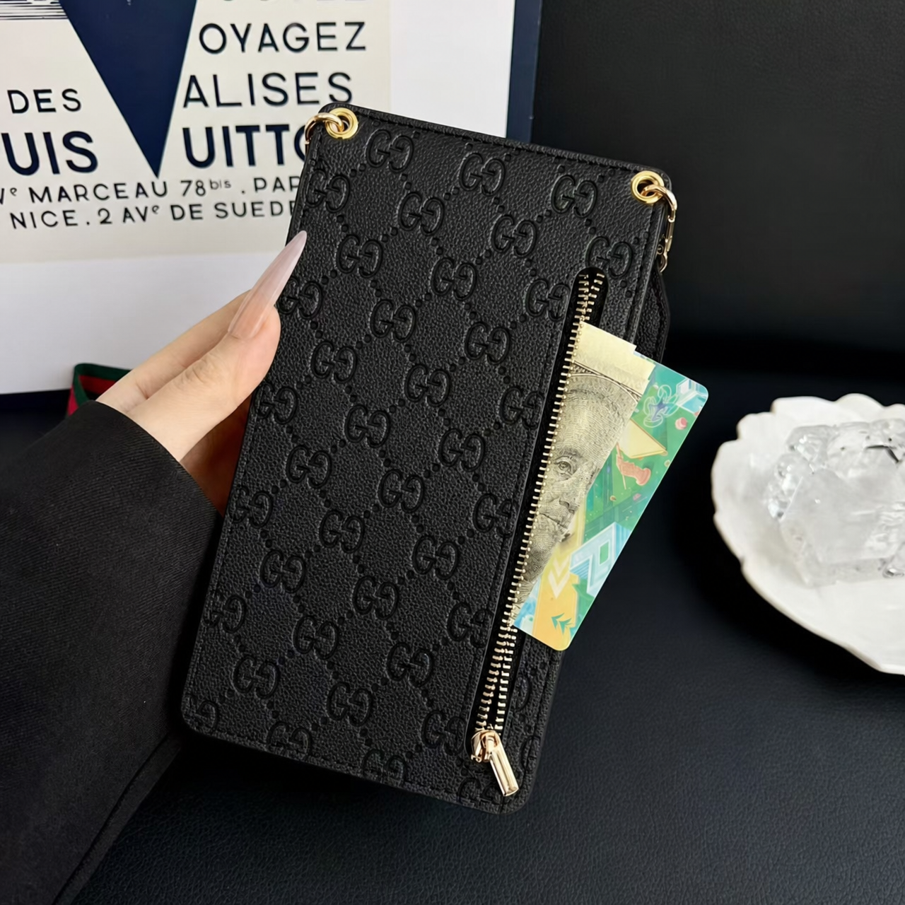 Elegant Leather GG Crossbody Phone Bag-CYGG194
