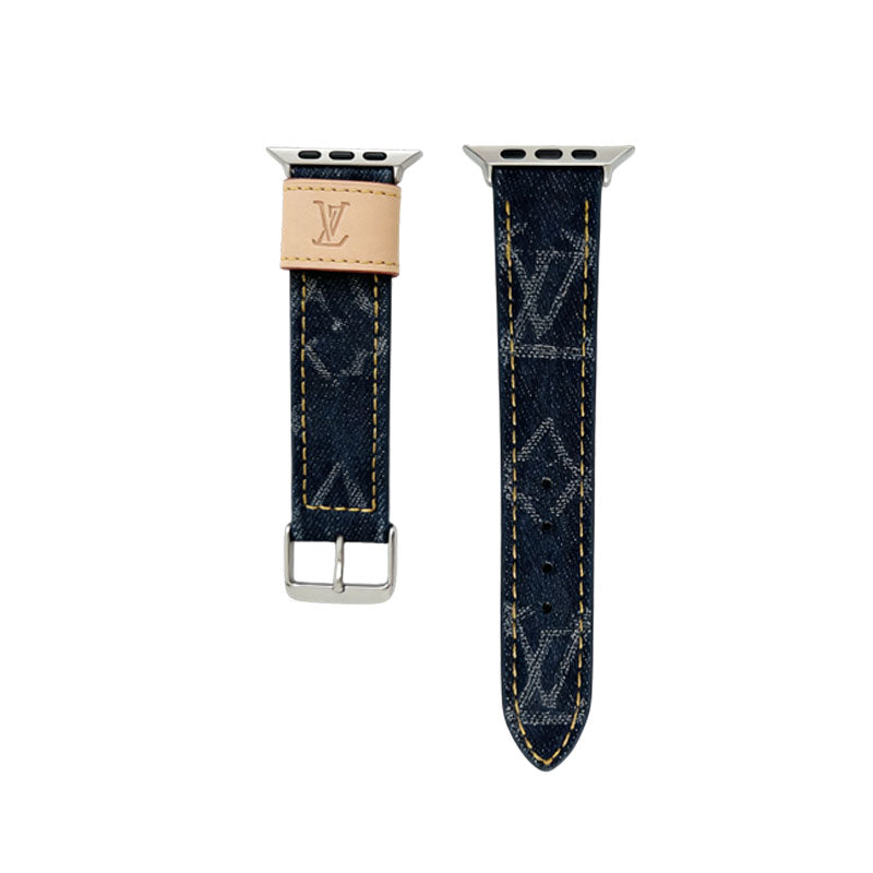 Classic Monogram Apple Watch Band Blue-CYLV103