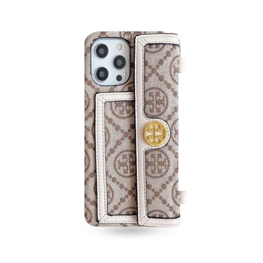 TB iPhone Case With Wallet And Strap White -SlK240411