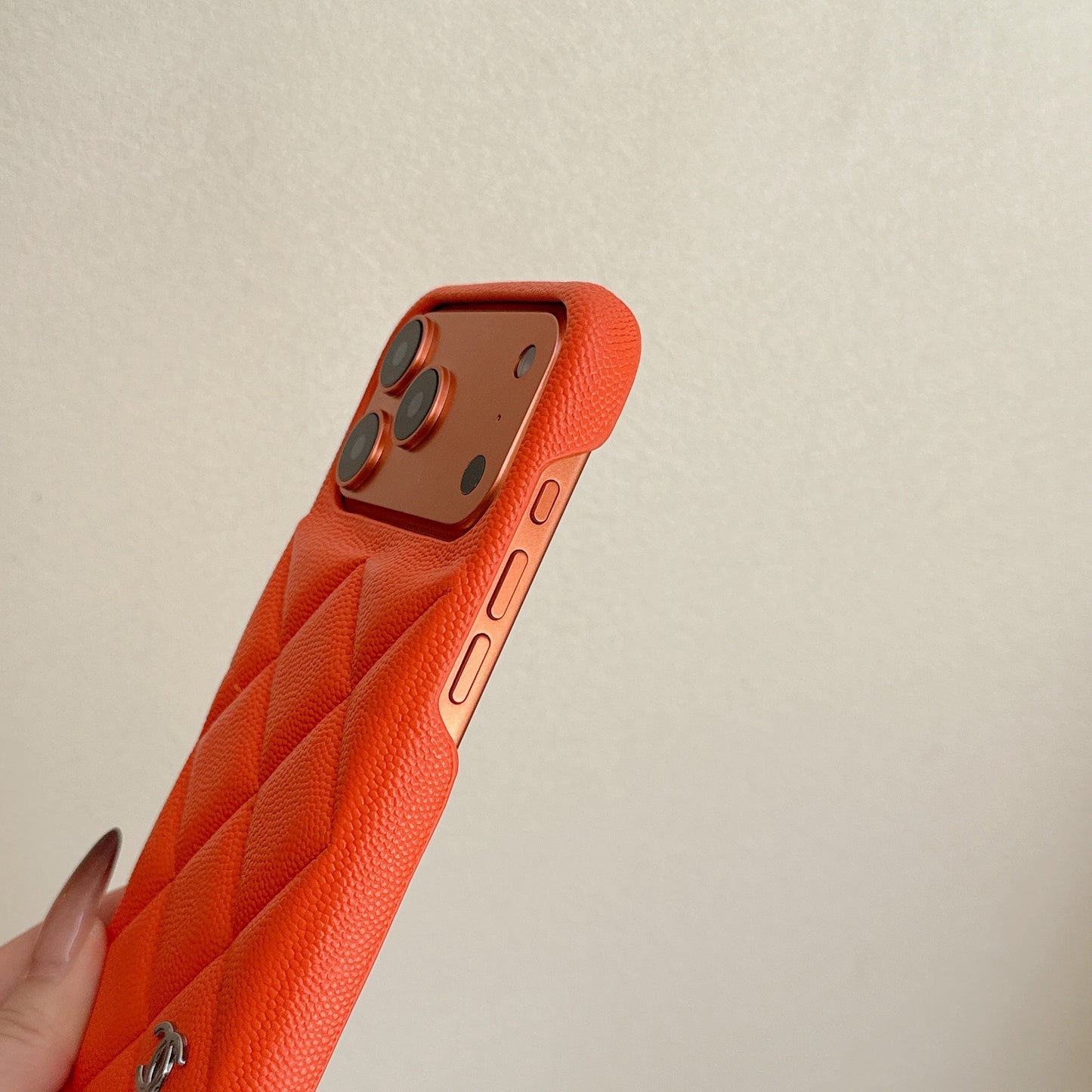 Premium Leather CC iPhone Case Orange For iPhone 17 Series-CYCC035