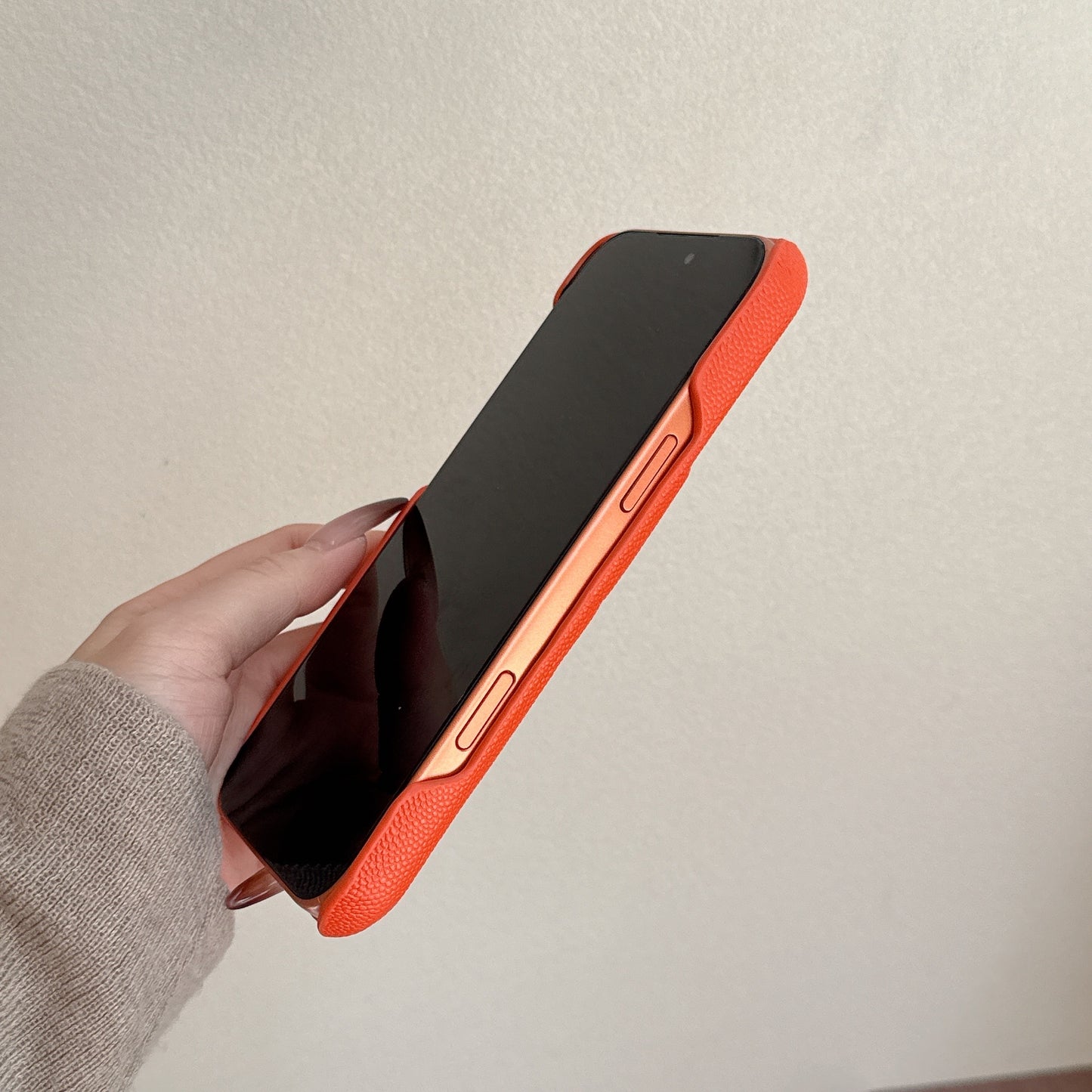 Premium Leather CC iPhone Case Orange For iPhone 17 Series-CYCC035