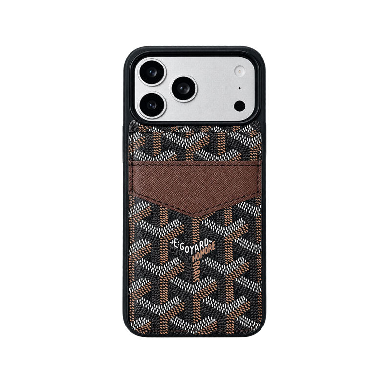 Luxury Leather GD iPhone Case With Card Holder For iPhone 17 Series-CYGD218