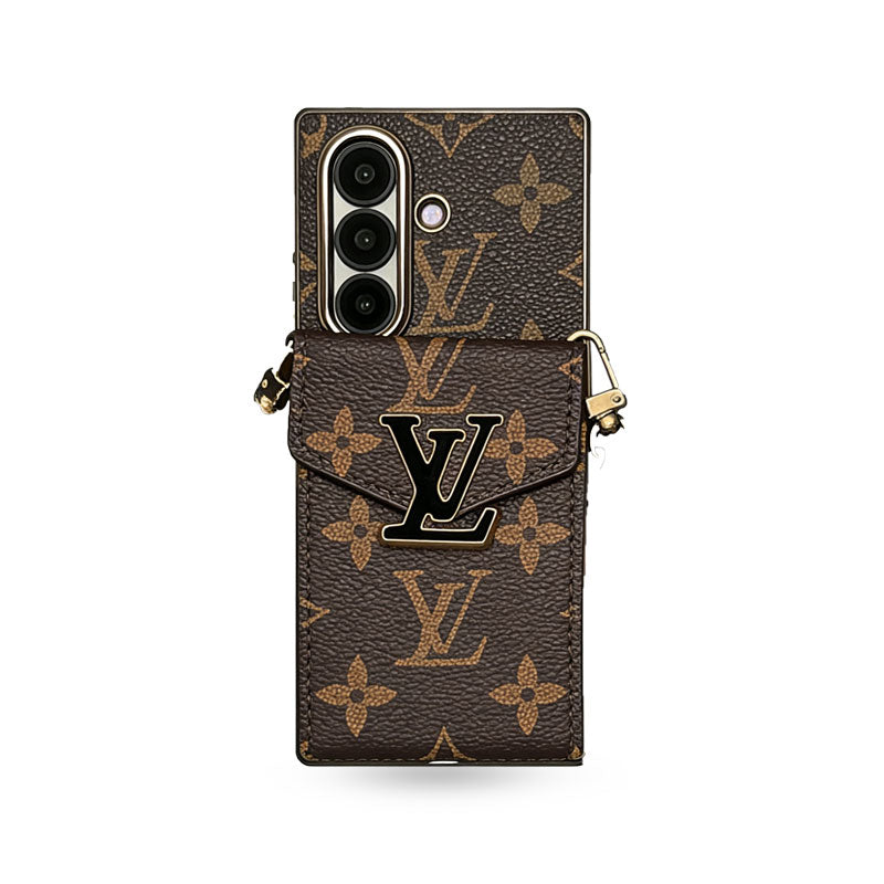 Luxury Monogram Samsung Galaxy Z Fold Series Case With Card Holder And Strap-CYLV085